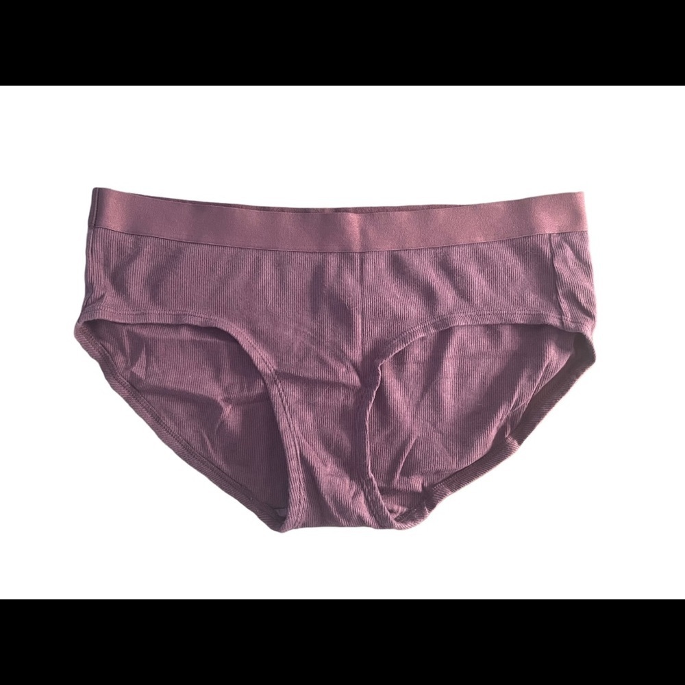 Auden Ribbed Cotton Panties, Mauve, Size M